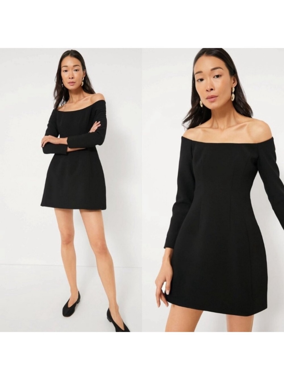 Tuckernuck Black Blakely Off The Shoulder Long sleeve Mini Dress size 6